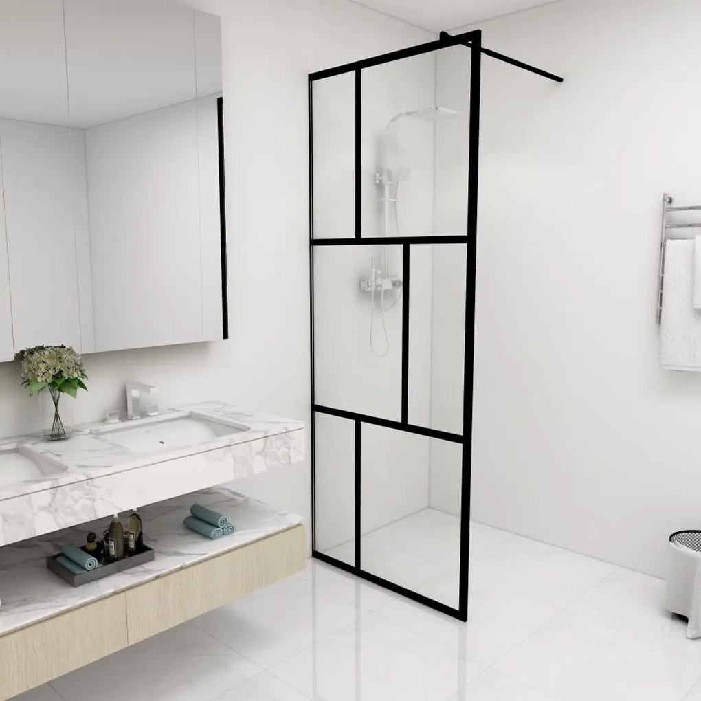 Parete Per Doccia Walk-in İn Vetro Temperato Nera 80x195 Cm /