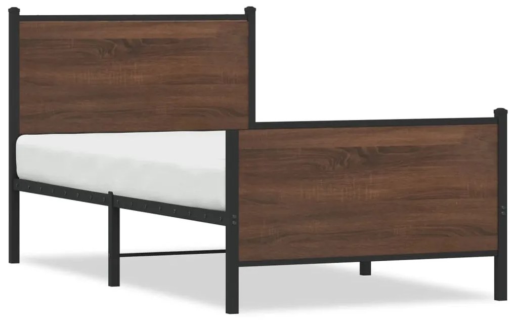 Giroletto Senza Materasso İn Metallo Rovere Marrone 80x200 Cm /