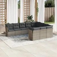 Set Divano da Giardino 10 pz con Cuscini Grigio in Polyrattancod mxl 89517