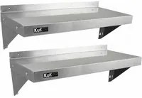 Set 2 Mensole a Muro 100x30 cm per Cucine di Ristoranti Pizzerie in Acciaio Inox