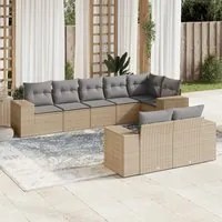 Set Divano da Giardino 8 pz con Cuscini Beige in Polyrattan 3255156