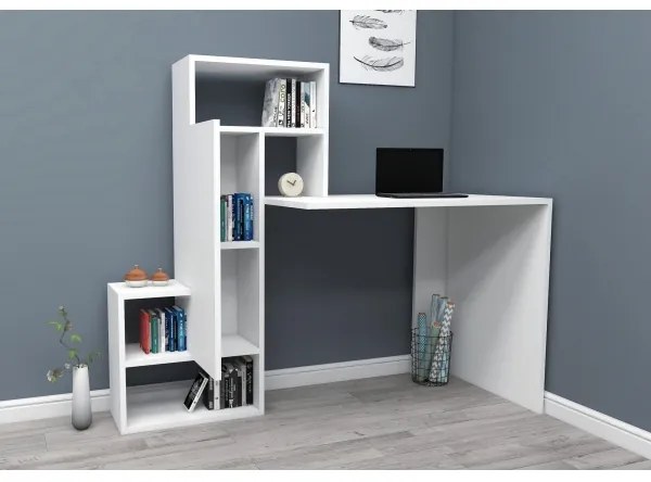 Tavolo da lavoro con mensola IRMAK 119x138,6 cm bianco