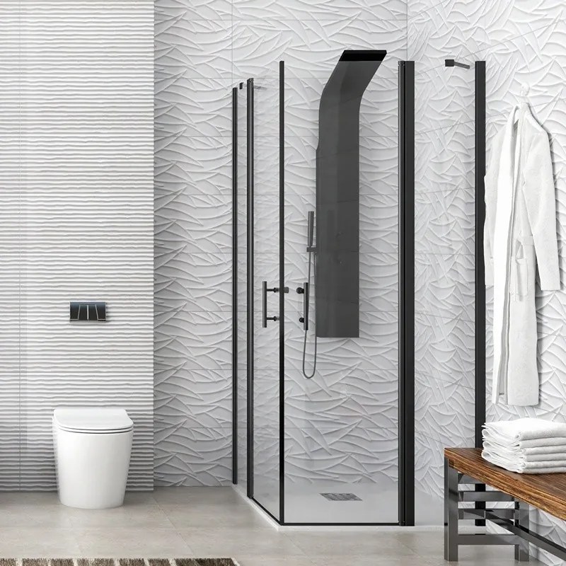 Box doccia nero 70x80 doppio battente | KPX1000N - KAMALU