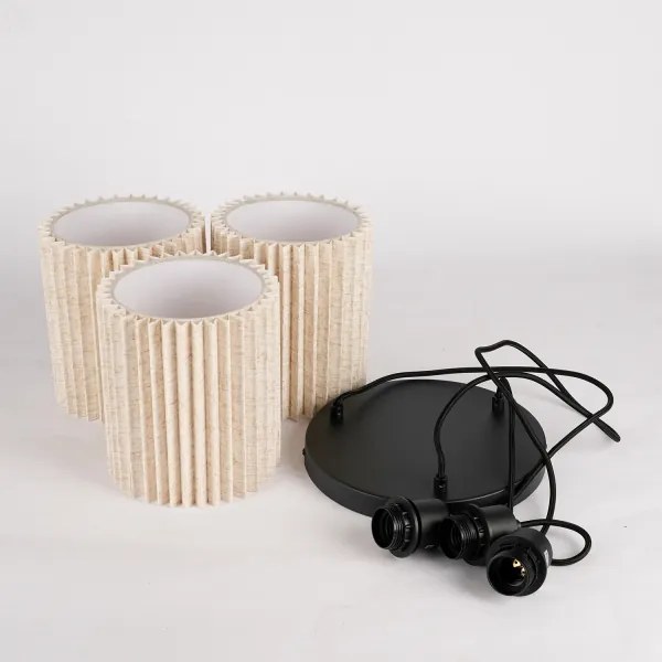 Brilagi - Lampadario sospeso a cavo NORDIC WAVE 3xE27/15W/230V diam. 38 cm lino/nero