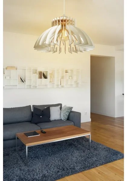 Lampadario a sospensione con filo 1xE27/60W/230V bianco diametro 39 cm