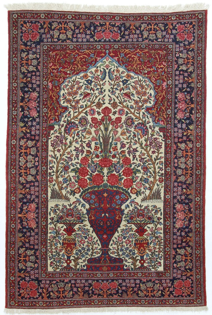 Isfahan Tappeto 210x140 (Iran) Annodato A Mano