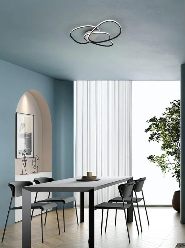 Plafoniera LED Rachel Ø 80 cm nero IP20 cct da bianco caldo a bianco freddo con regolazione di temperatura, 4000 lumen NOVECENTO