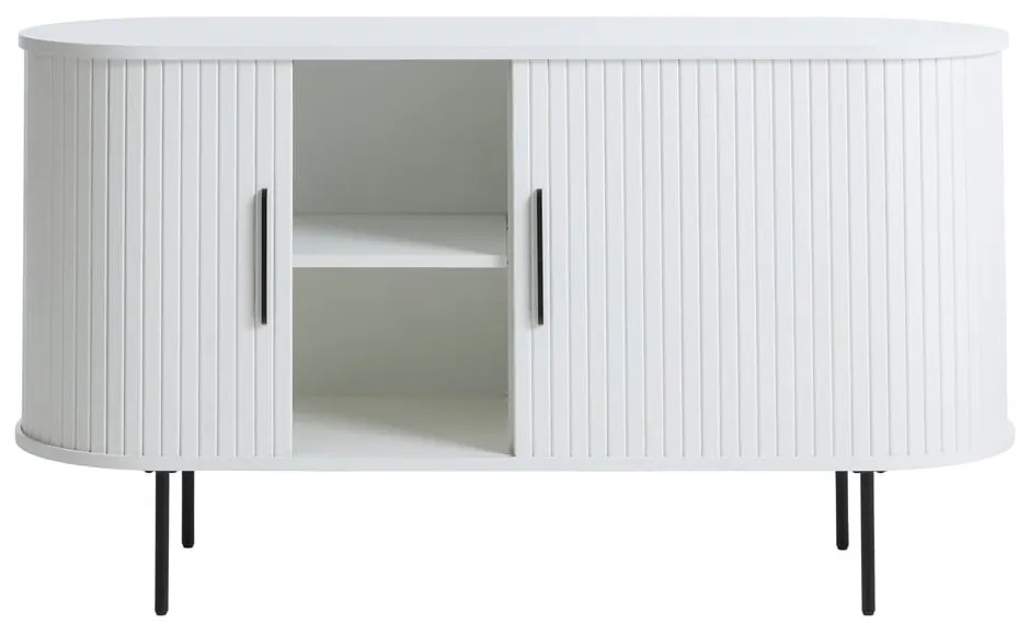 Cassettiera bianca con ante scorrevoli 140x76x45 cm Nola – Unique Furniture