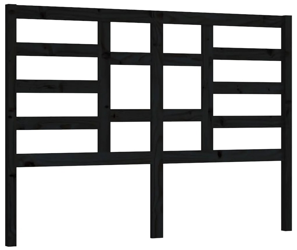 Testiera per letto nera 156x4x104 cm in legno massello di pino