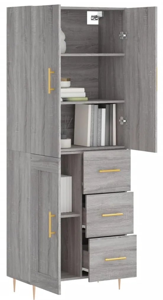 Credenza grigio sonoma 69,5x34x180 cm in legno multistrato