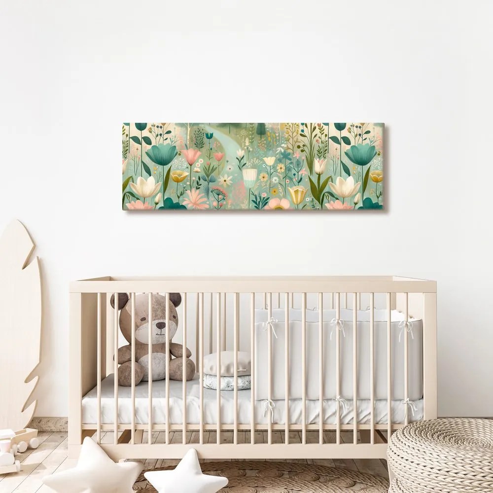 Quadro su tela – Prato in fiore nella valle silenziosa