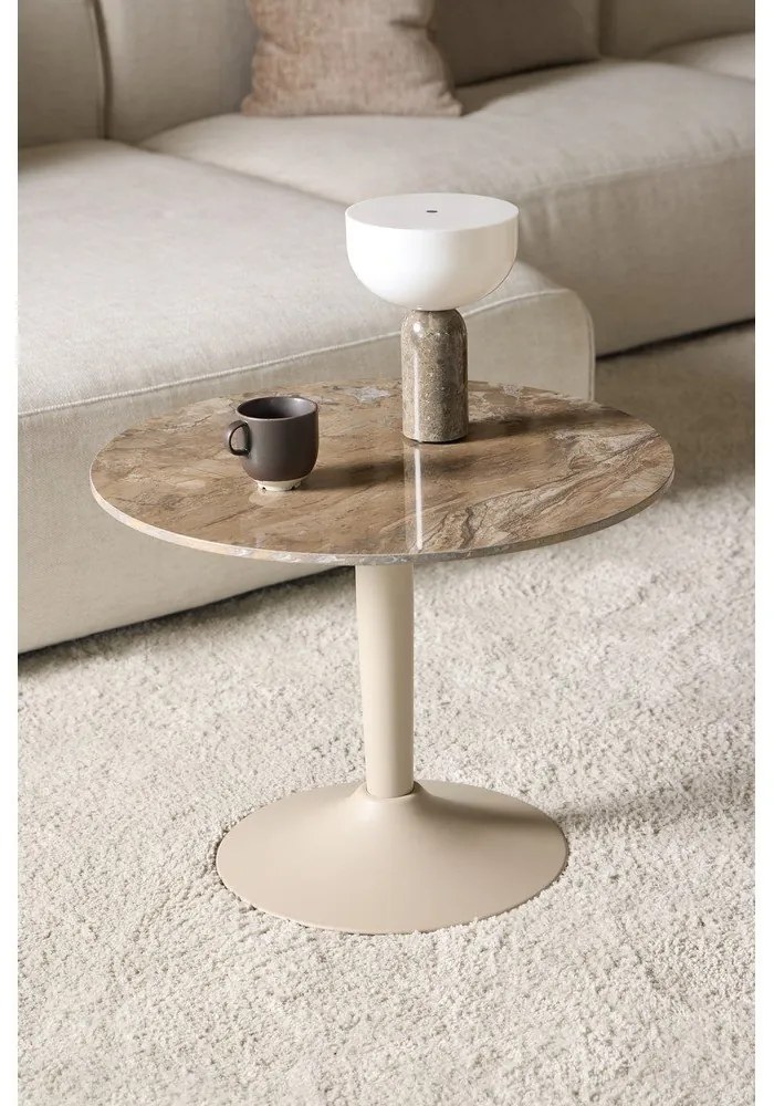 Tavolino da salotto rotondo marrone con piano in ceramica ø 60 cm Malta – Actona