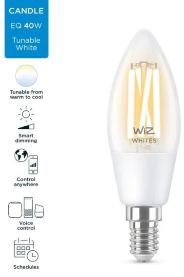 Lampadina LED Dimmerabile C35 E14/4,9W/230V 2700-6500K CRI 90 Wi-Fi - WiZ