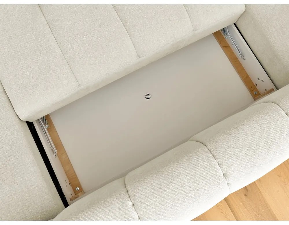 Divano angolare beige allungabile e con contenitore (penisola a sinistra/a U) Fuji – Bobochic Paris