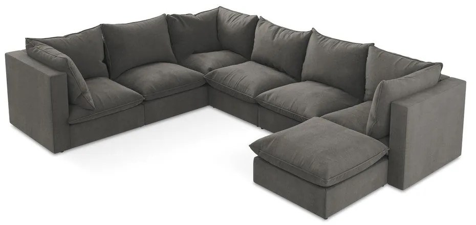 Divano angolare grigio scuro (con penisola a sinistra/a U) Manao – Makamii