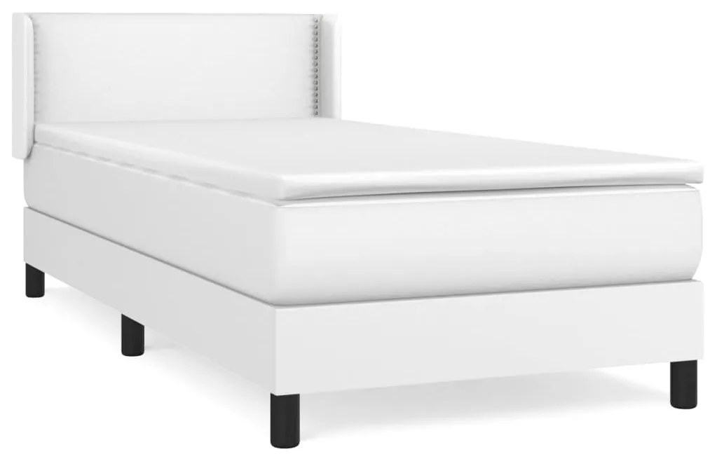 Giroletto a molle con materasso bianco 80x200 cm in similpelle