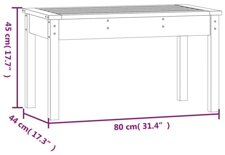 Panca da Giardino Grigia 80x44x45 cm Legno Massello di Pino