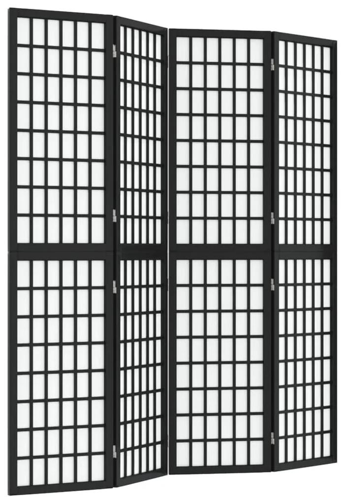 Divisorio pieghevole 4 pannelli stile giapponese 160x170cm nero