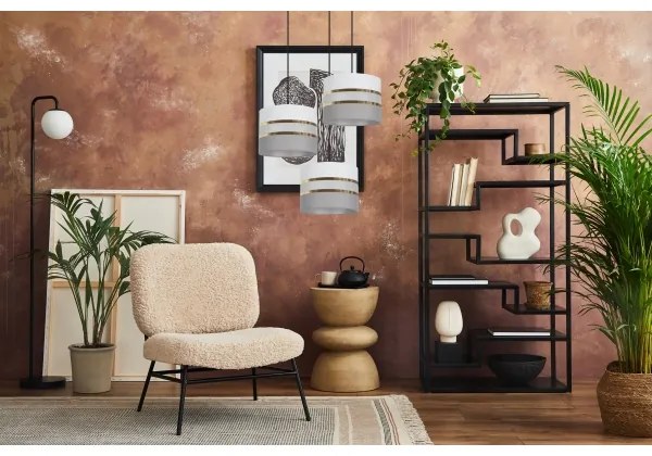 Lampadario su corda  CORAL 3xE27/60W/230V bianco/grigio