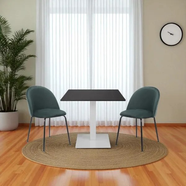 Tavolo bar pub ristorante base bianca Top 80x80 cm esterno effetto marmo Nero H 75