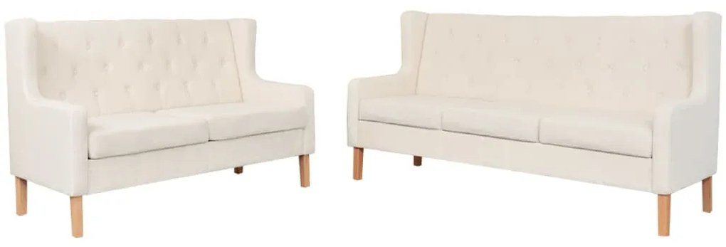 Set Divani 2 Pz İn Tessuto Bianco Crema /