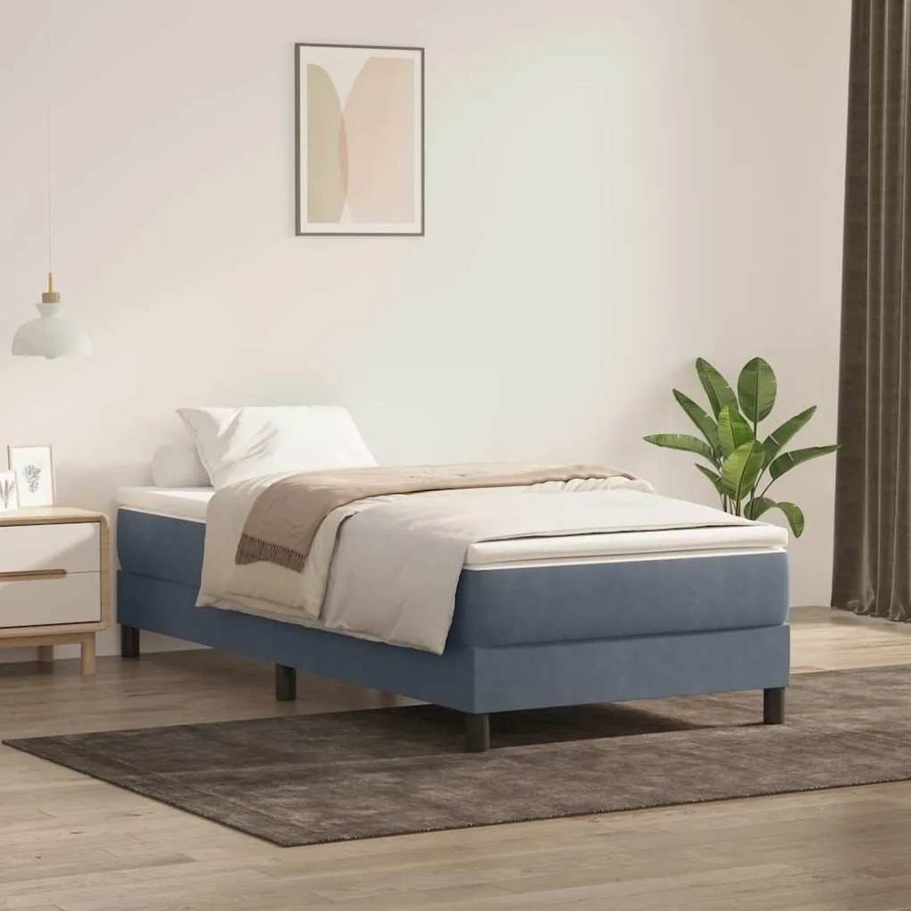 Letto A Molle Senza Materasso Grigio Scuro 80x220 Cm Velluto /