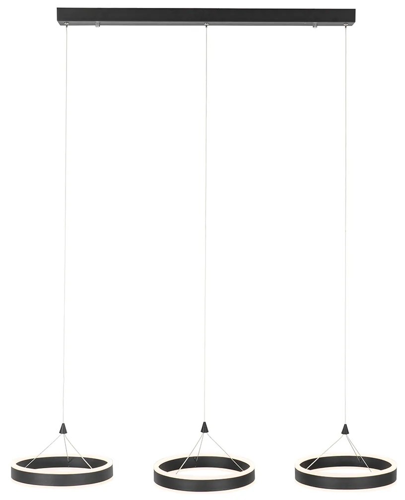 Lampada a sospensione nera oblunga incl. LED dimmerabile a 3 livelli 3 luci - Lyani