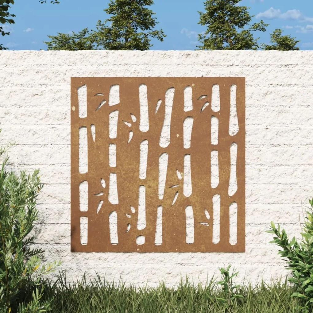 Decorazione Muro Da Giardino 55x55 Cm Bambù İn Acciaio Corten /