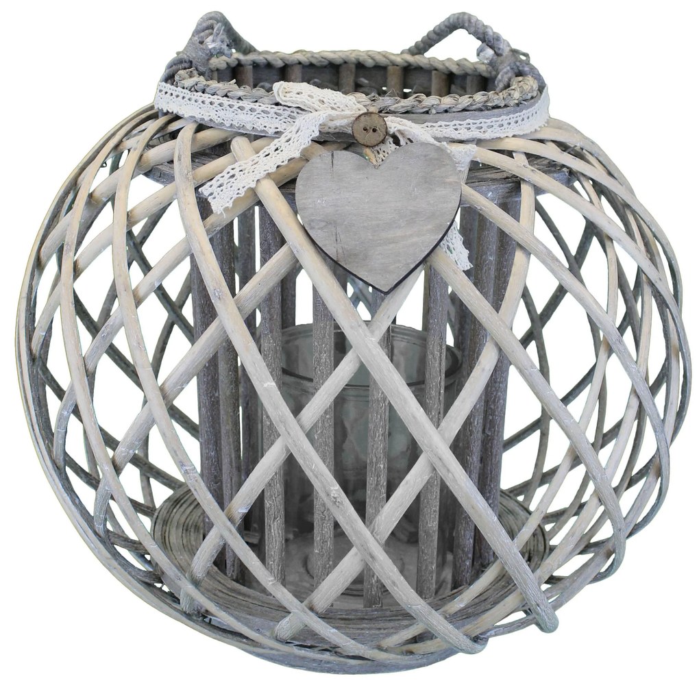 GISELE - lanterna in vimini tondo 20 x 36 cm