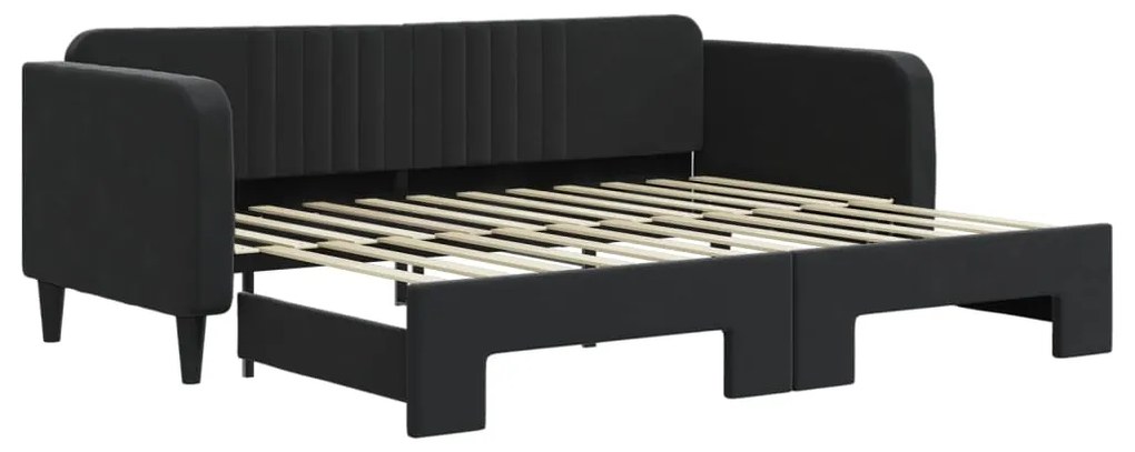 Divano letto con letto estraibile nero 90x200 cm in velluto