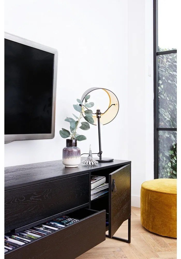 Mobile TV nero in frassino massiccio 180x61x44 cm Silas – WOOOD