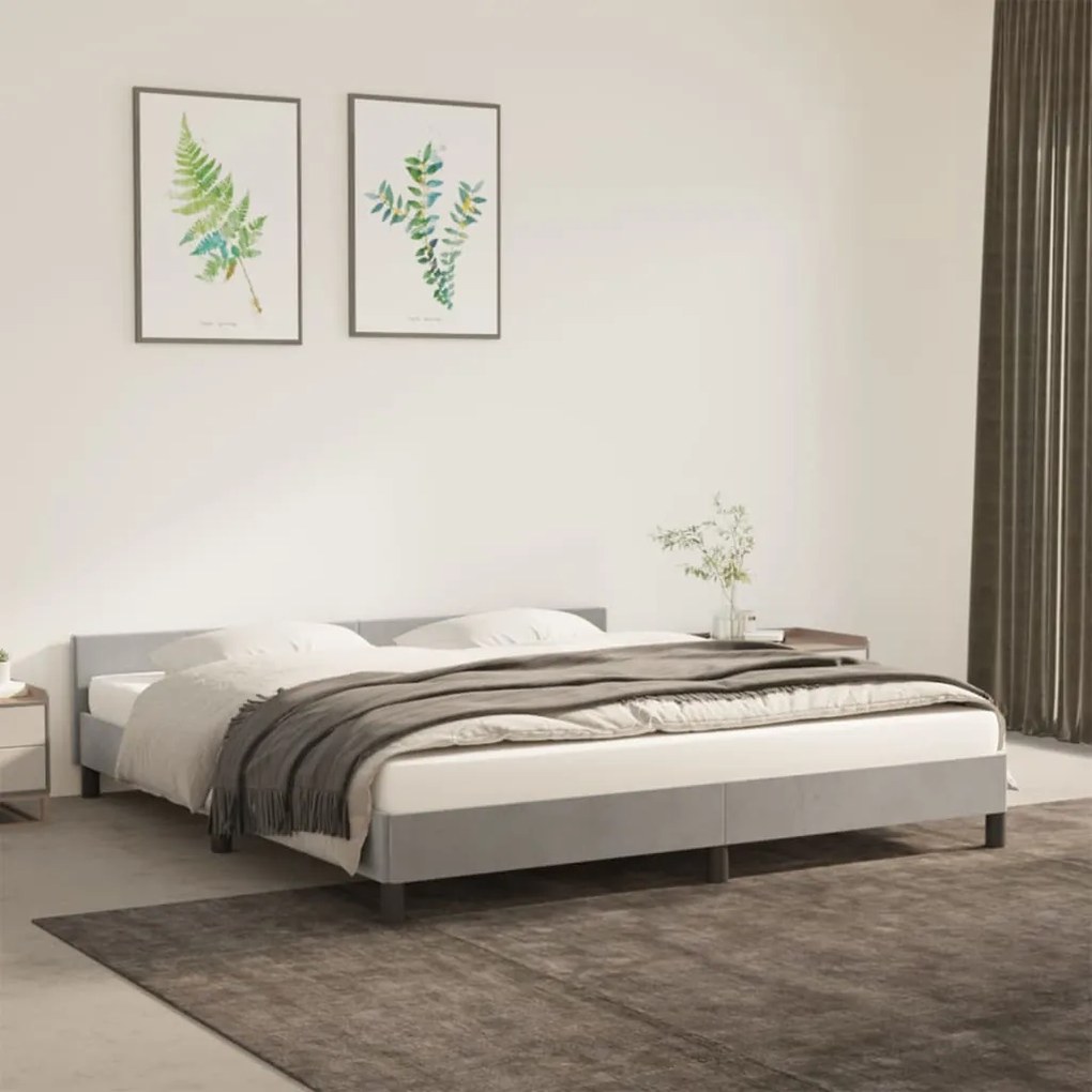 Giroletto Senza Materasso Grigio Chiaro 160x200 Cm Velluto /