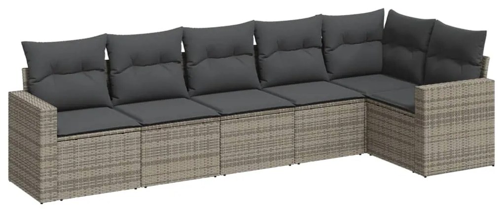 Set divano da giardino 6 pz con cuscini grigio in polyrattan