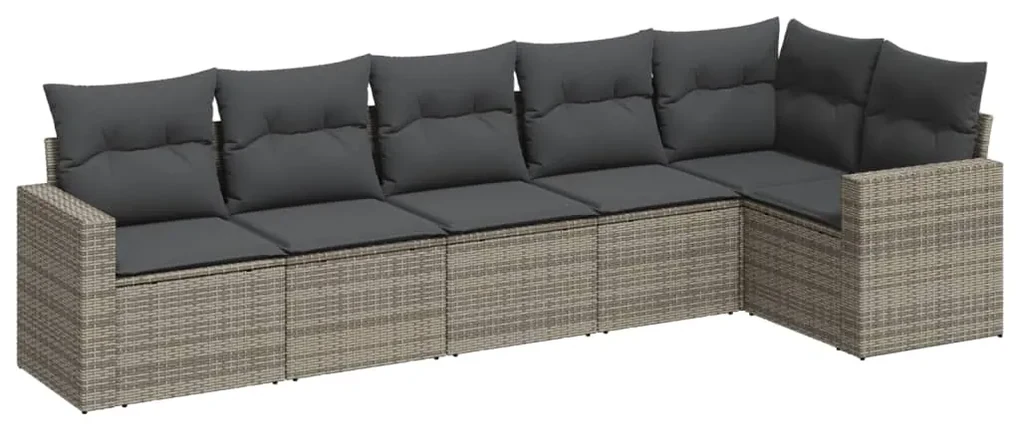 Set divano da giardino 6 pz con cuscini grigio in polyrattan