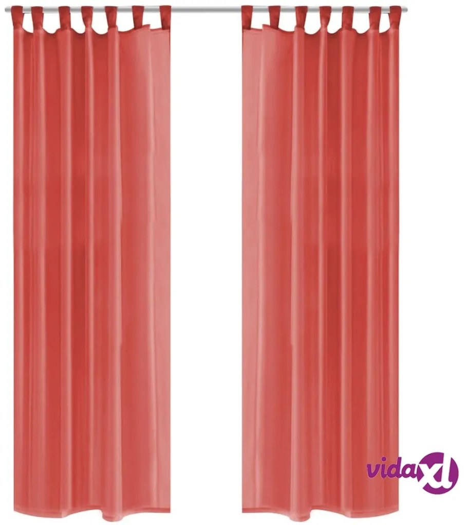 vidaXL 2 Pz Tende in Voile 140x245 cm Rosso