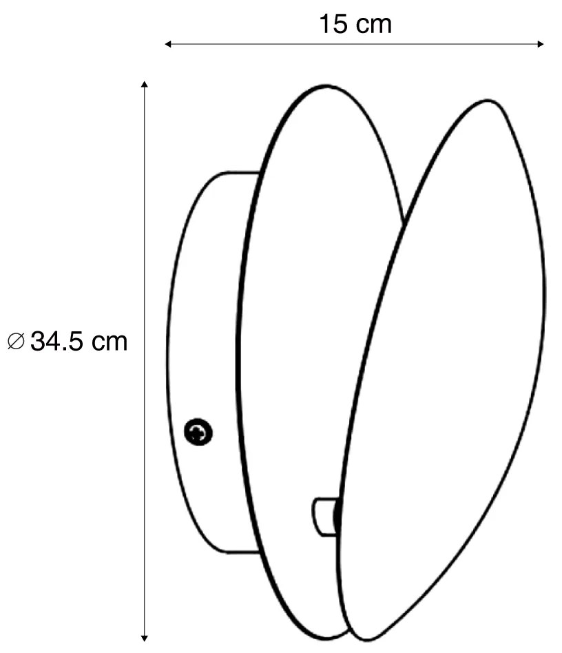Lampada da parete moderna nera con oro 34,5 cm 2 luci - Sunrise