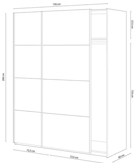Armadio Guardaroba 2 Ante Scorrevoli 150x60x200 Bianco Opaco Morgan