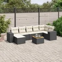 Set Divani da Giardino con Cuscini 8 pz Nero in Polyrattan 3225552