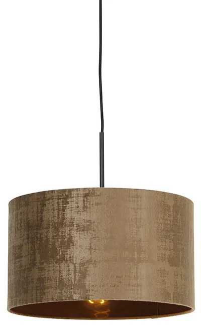 Lampada a sospensione moderna nera con paralume marrone 35 cm - Combi