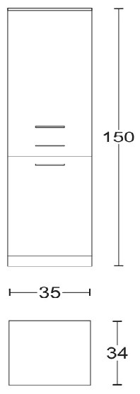 Colonna multiuso CLASSIC con cestello portabiancheria, anta SX e cassetto Bianco Lucido