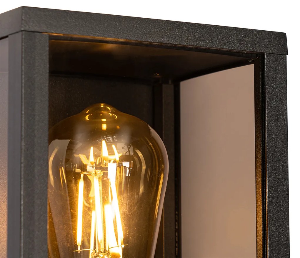 Lampada da parete per esterni nera con vetro fumé 26 cm IP44 - Charlois