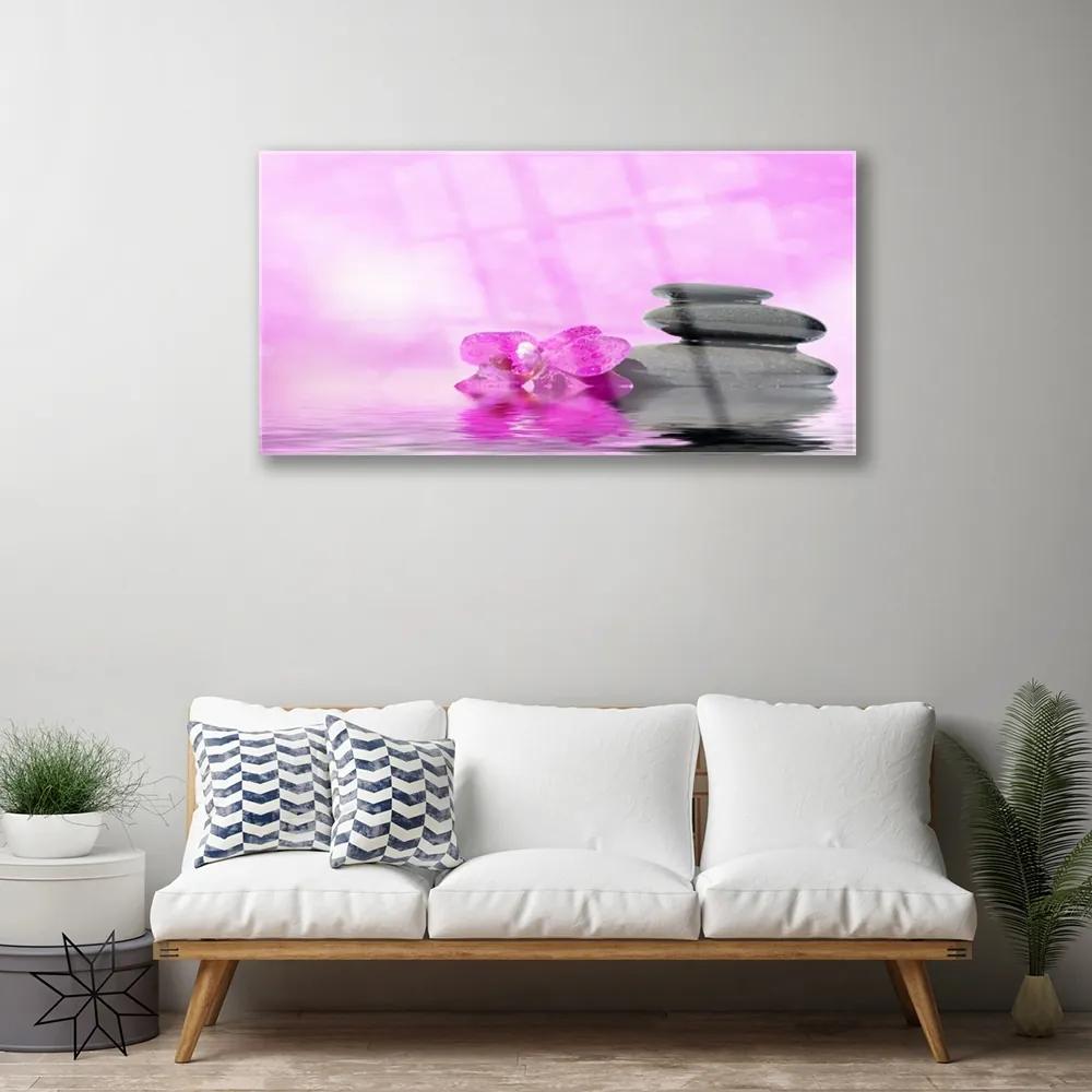 Quadro acrilico Fiore d'arte rosa 100x50 cm