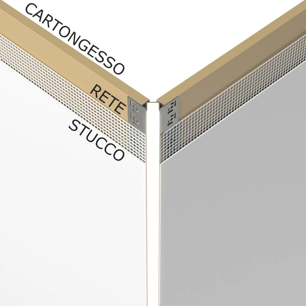 Profilo da Incasso per Cartongesso ad Angolo Esterno per strisce LED Selezionare la lunghezza 2 Metri