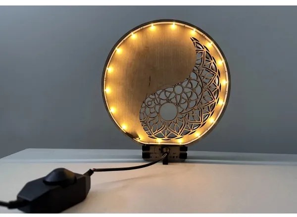 Li-Go 23607/O - Lampada decorativa da tavolo dimmerabile a LED, 12W/230V, 20x22 cm, noce