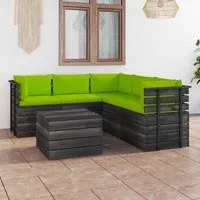 Set Divani da Giardino su Pallet 6 pz con Cuscini Massello Pino 3061910