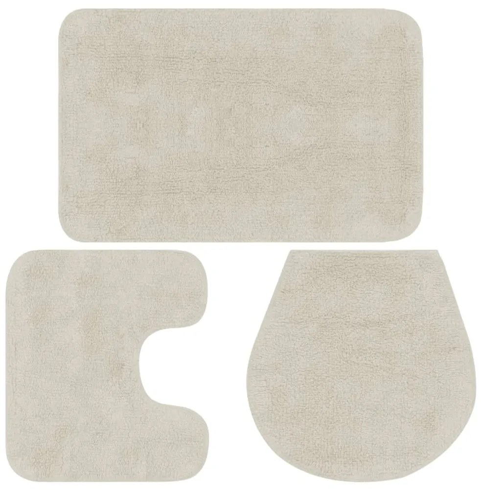 Set Tappetini Per Bagno 3 Pz İn Tessuto Bianco /