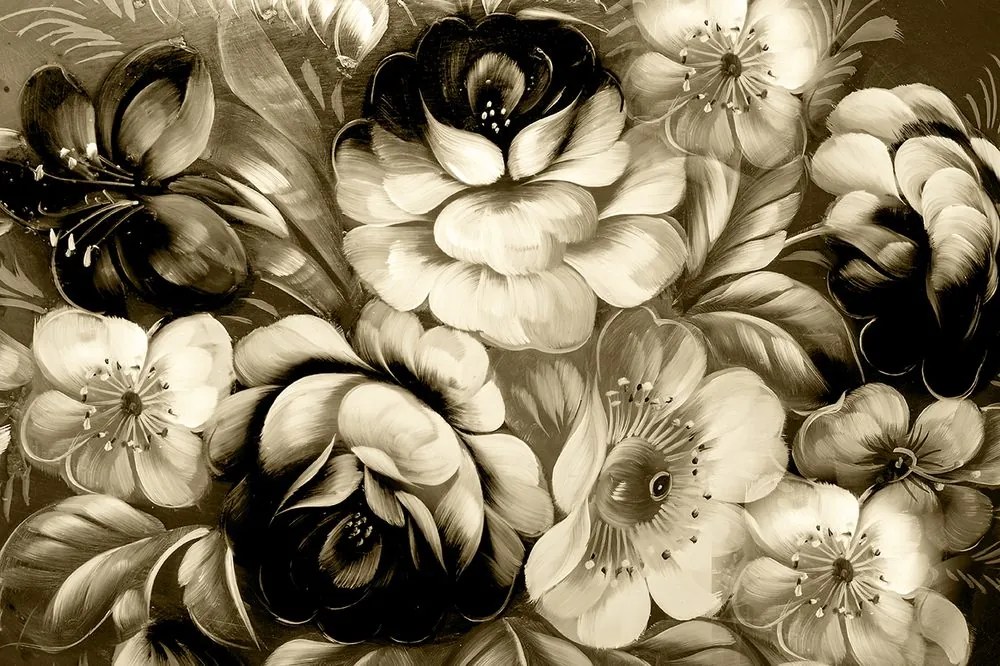Carta da parati – Fiori in seppia