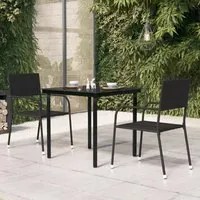 Tavolo da Giardino Nero 80x80x74 cm in Acciaio e Vetro 318746