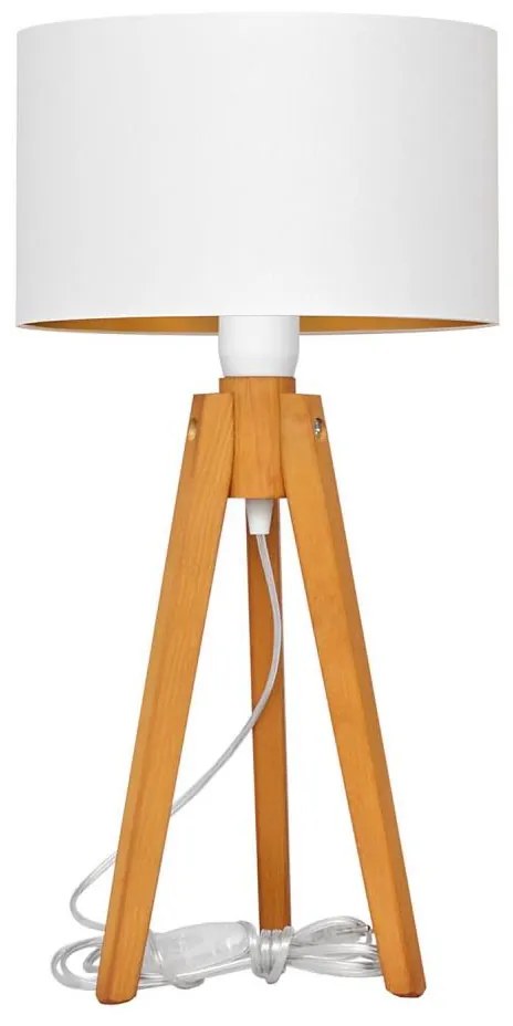 Lampada da tavolo ALBA 1xE27/15W/230V bianco/oro/quercia
