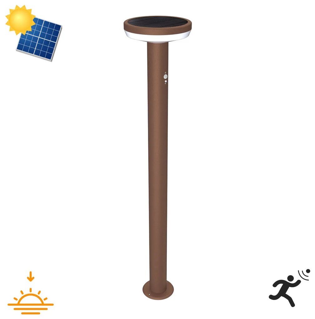 Paletto da giardino Solare Corten 80cm con Sensore Mov. e Picchetto Colore Bianco Naturale 4.000K